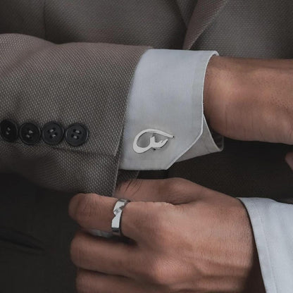 The Emir Crest: Custom Arabic Initial Cufflinks in 22K Gold & 925 Silver Plating