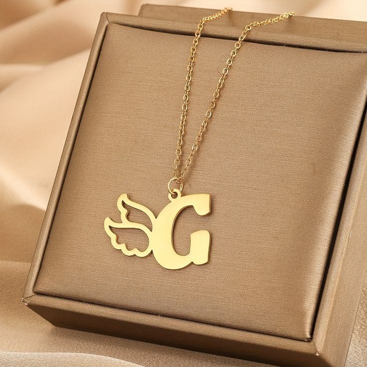 Wings of Identity: Customized Initial Pendant in Pure Brass with 22K Gold & 925 Silver Finish