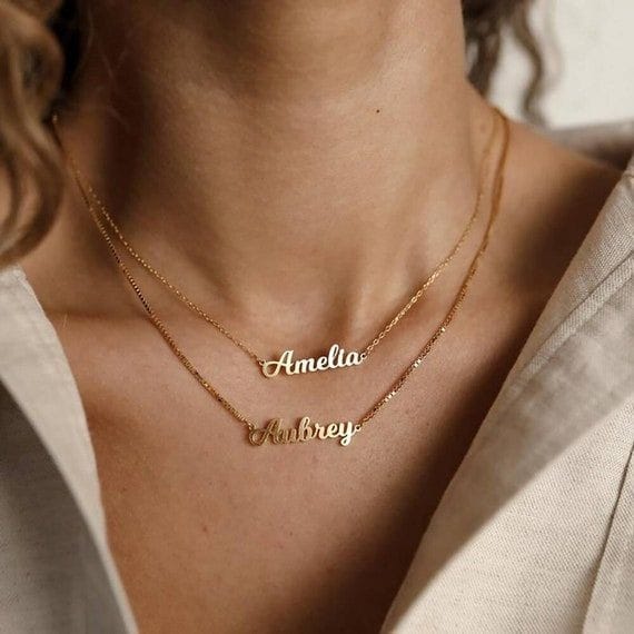 The Duo Monogram: Luxury Double-Layer Customized Name Necklace in 22K Gold & 925 Silver Plating