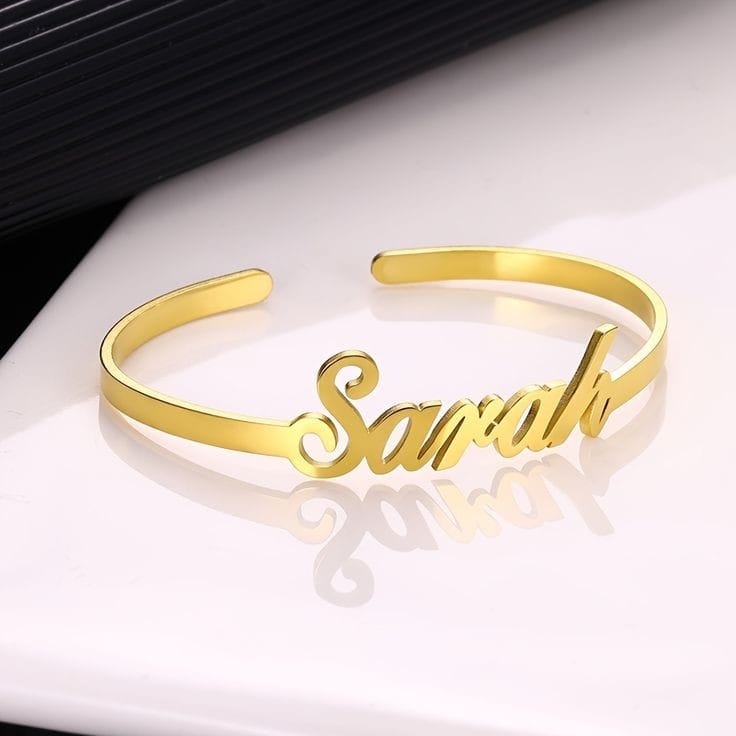 The Sovereign Cuff: Unisex Customized Name Bangle Kada in 22K Gold & 925 Silver Plating