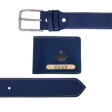 Wallet And Belt Blue Combo
