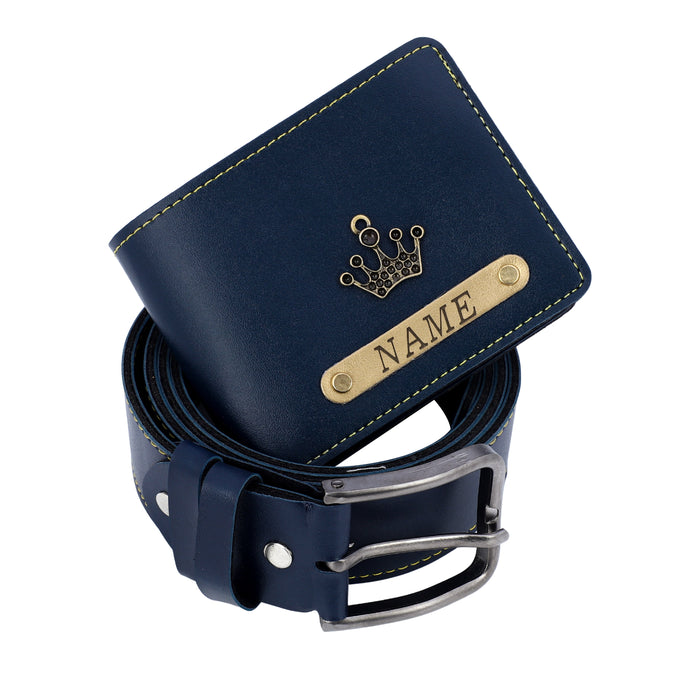 Wallet And Belt Blue Combo