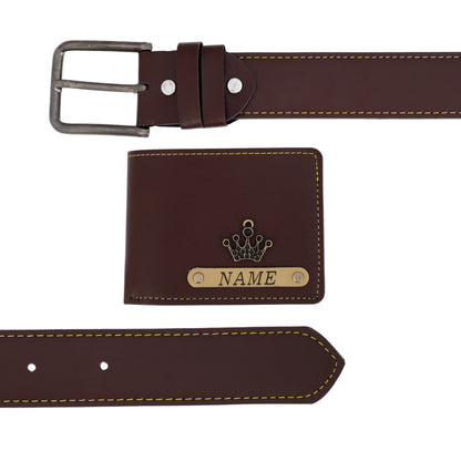 Wallet And Belt Brown Combo