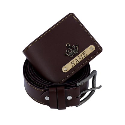 Wallet And Belt Brown Combo