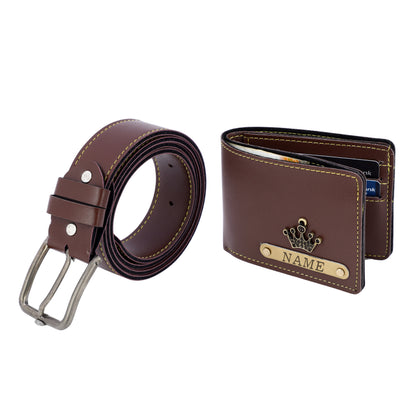 Wallet And Belt Brown Combo