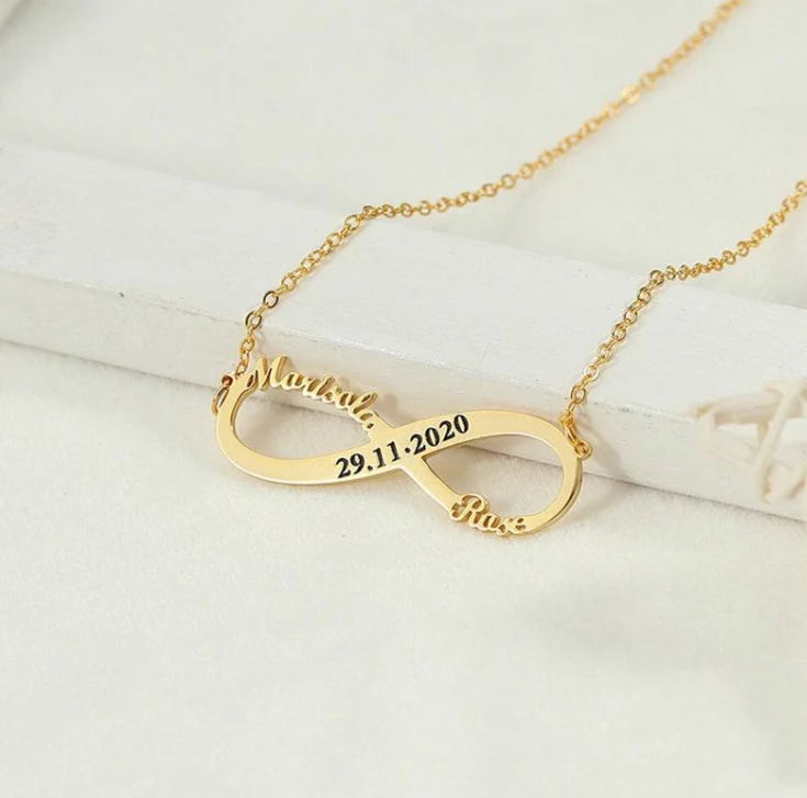 Dual Name Necklace With Anniversary Date