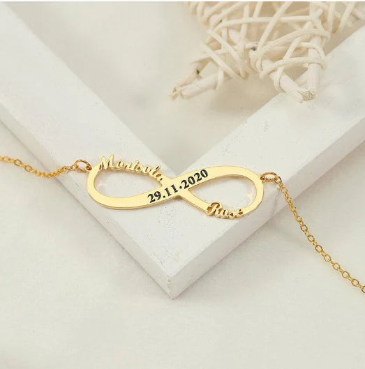 Dual Name Necklace With Anniversary Date