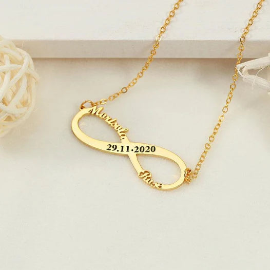 Dual Name Necklace With Anniversary Date