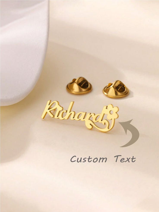 Custom Flower Name Lapel Pin – Unique Font, Specially for Women | 22 Carat Gold & 925 Silver