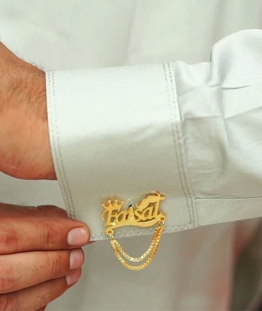 Mustach Crown Name Customised wedding Cufflinks