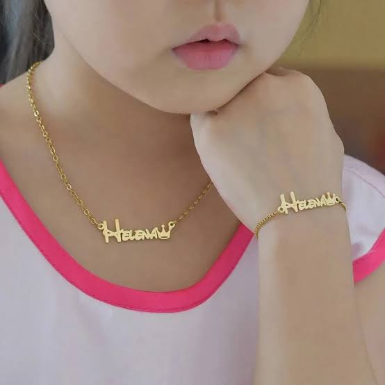 Combo for Kids Name Necklace and Bracelet 4-12 years