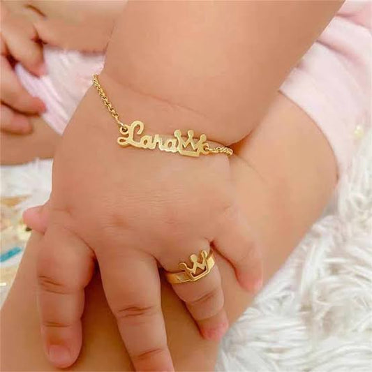 Combo for kids name Bracelet and Ring 0-18 months