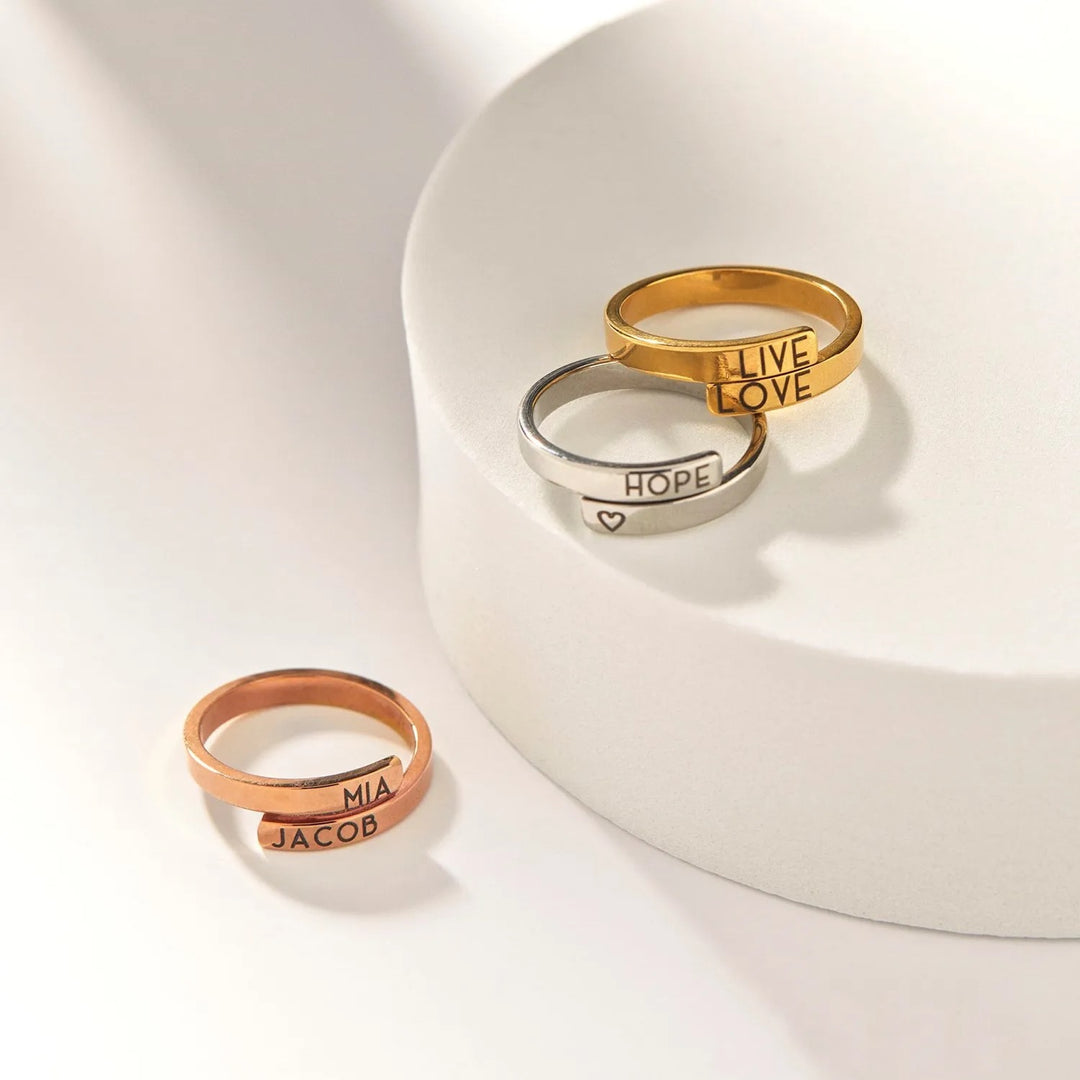 Customised Double Band Engraved Ring