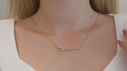 Personalized Diamond-Studded Name Necklace in 22-Carat Gold