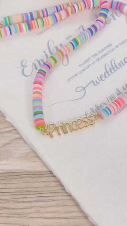 Shades of Green Fimo Beads Name Necklace