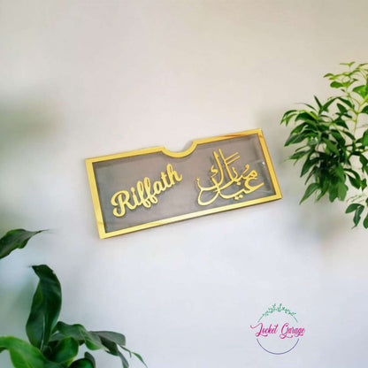 Golden Mirror Acrylic Eidi with Child’s Name – Eid Gifting Made Special
