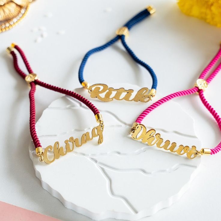 Custom Name Gold Plated Rakhi – Adjustable Thread, Color May Vary