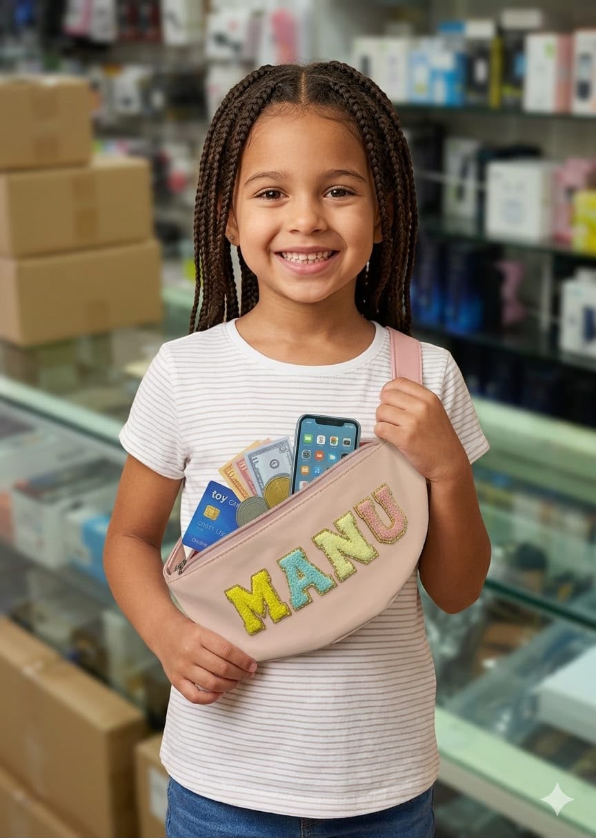 Trendy & Practical: Custom Name Pastel Belt Bag for Kids