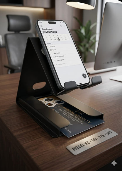 Personalized Executive Dual Metal Phone Stand & Business Card Holder