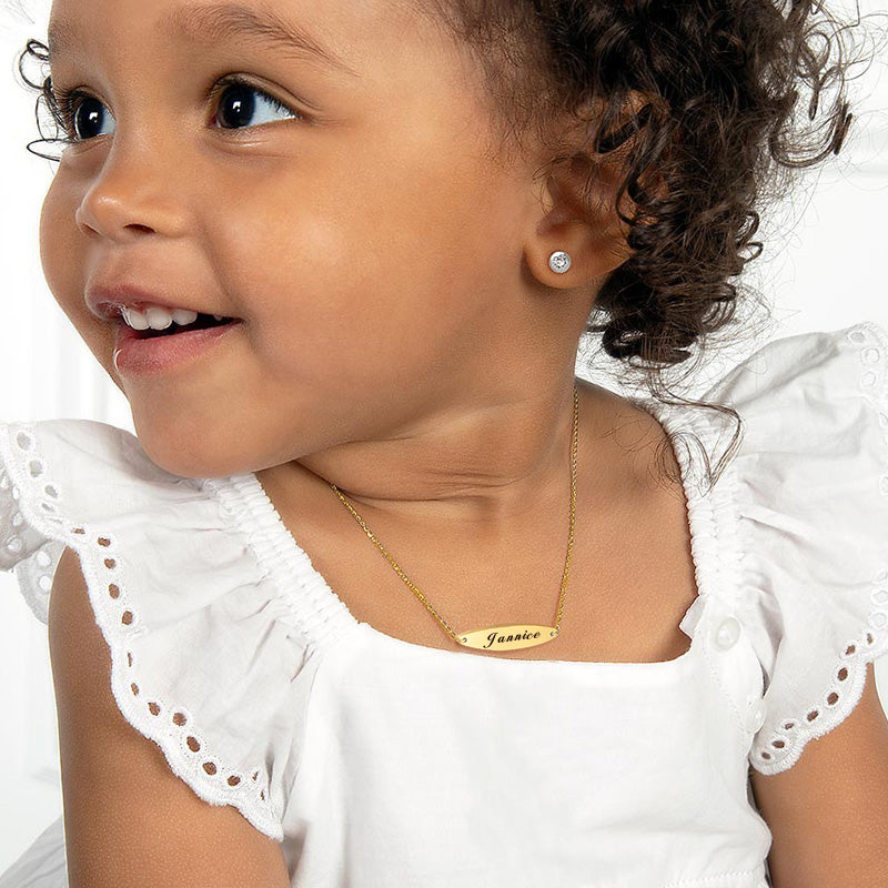 Oval shape engraved Name Necklace for kids 6month to years