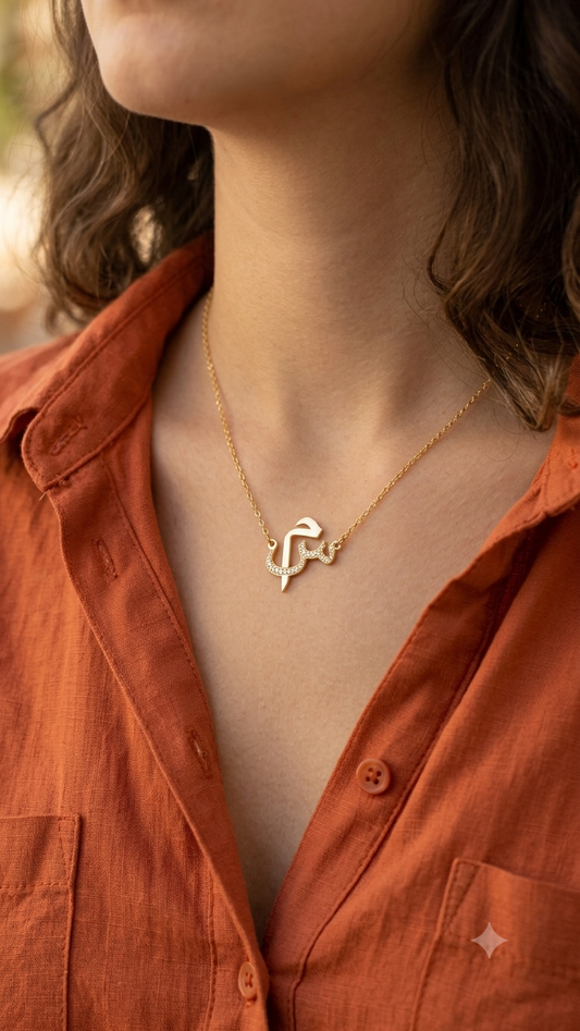 Shine Bright with Arabic Initials – 22K Gold-Plated & Diamond Studs"