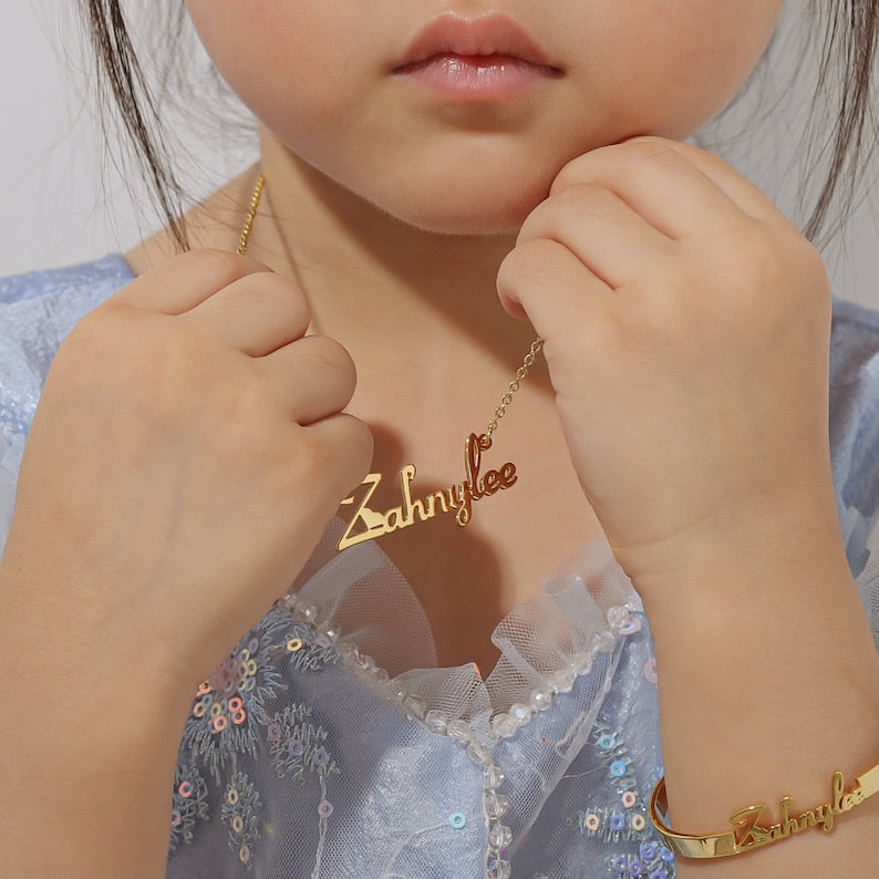 Kids Personalised Name Jewelry Set (Age 4-9 years)