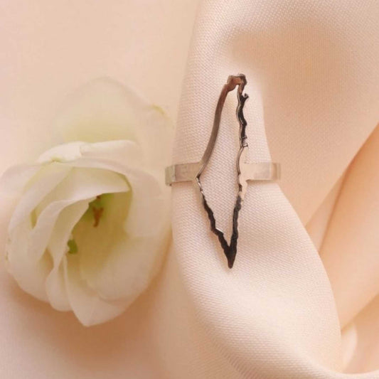 Palestine Map Ring – 925 Silver with 22K Gold Plating & Anti-Tarnish Finish