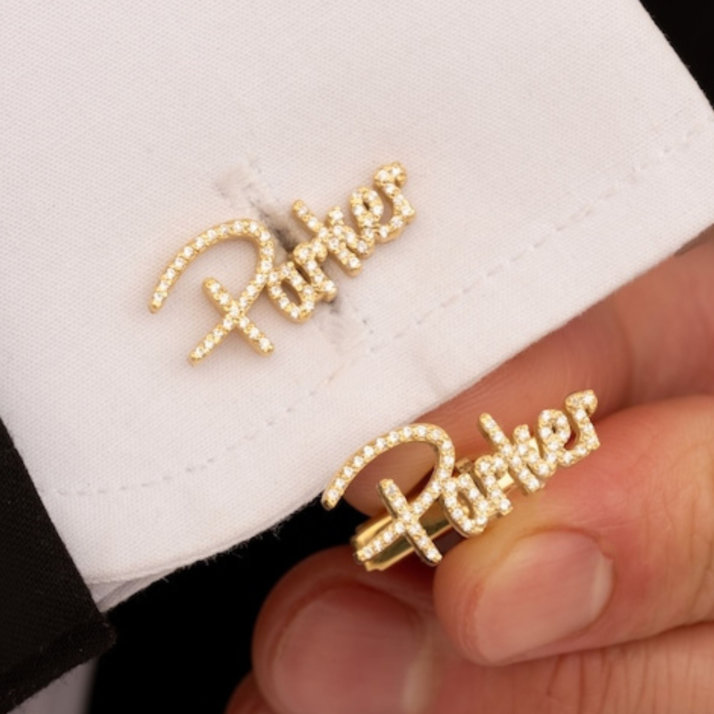 Custom Name Diamond Cufflinks – Exclusive Design, Brilliant Craftsmanship