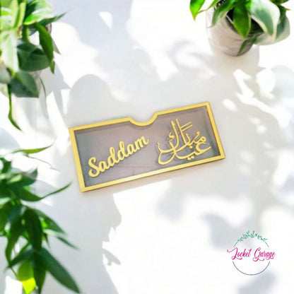 Golden Mirror Acrylic Eidi with Child’s Name – Eid Gifting Made Special