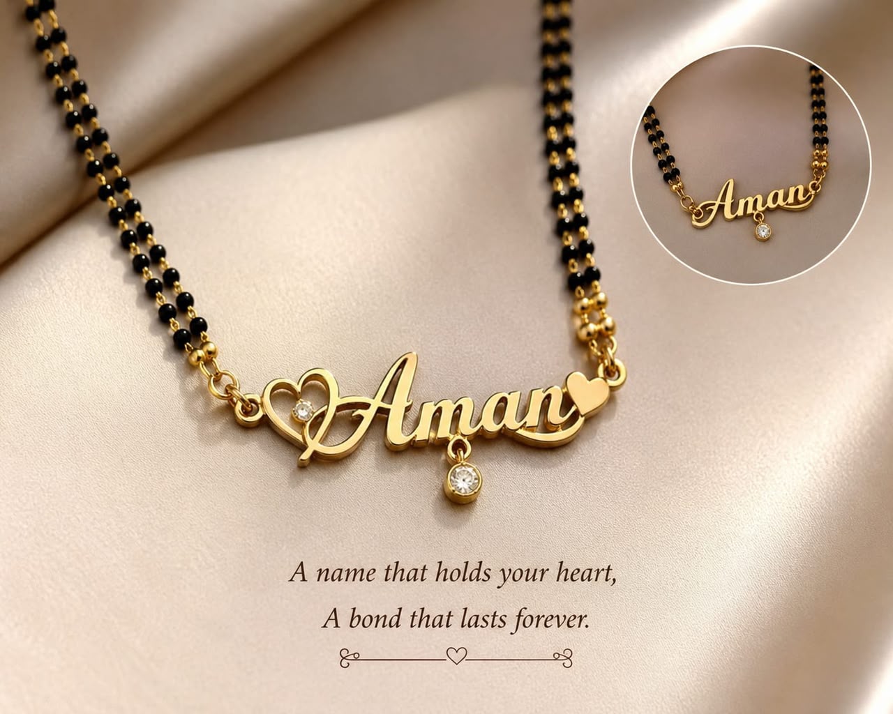 Wear Your Heart: Personalised 22K Gold Plated Name Mangalsutra