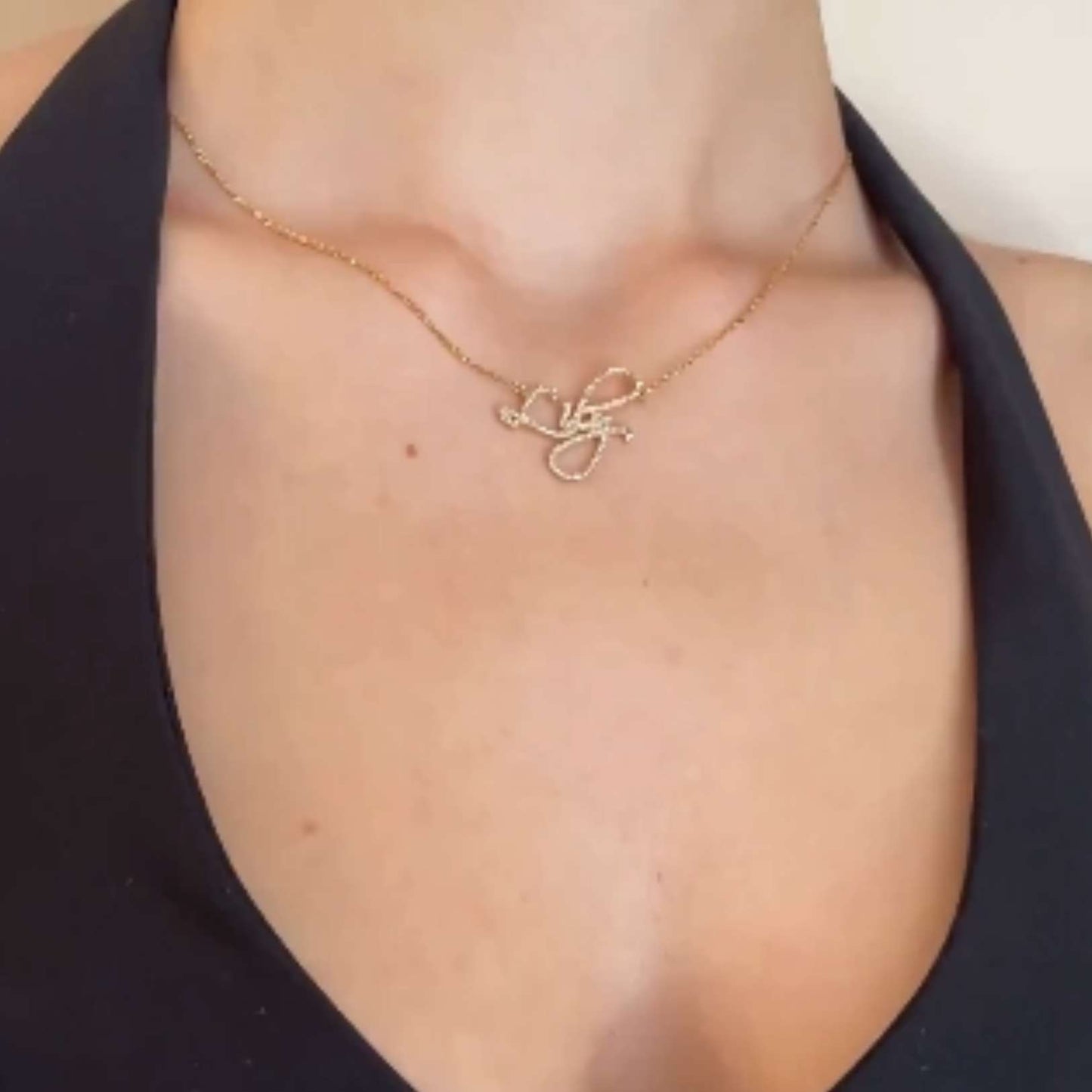 22K Gold Name Chain with Diamond Detailing
