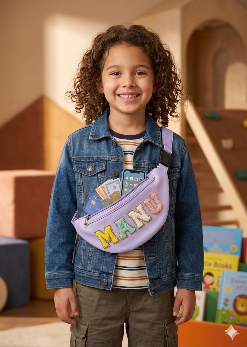 Trendy & Practical: Custom Name Pastel Belt Bag for Kids