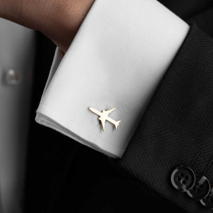 Luxury 22K Gold & 925 Silver Plated Aeroplane Cufflinks – Anti-Tarnish Finish | Aeroplane