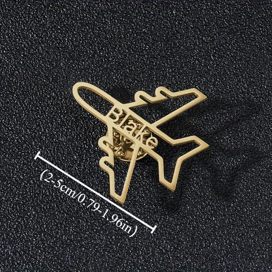 Aeroplane Name Brooch – Customised | 925 Sterling Silver Plated & 22 Carat Gold Plated
