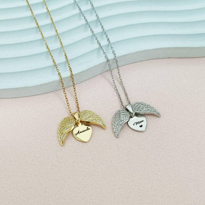 Wings of Love – Custom Name Pendant with Sparkle