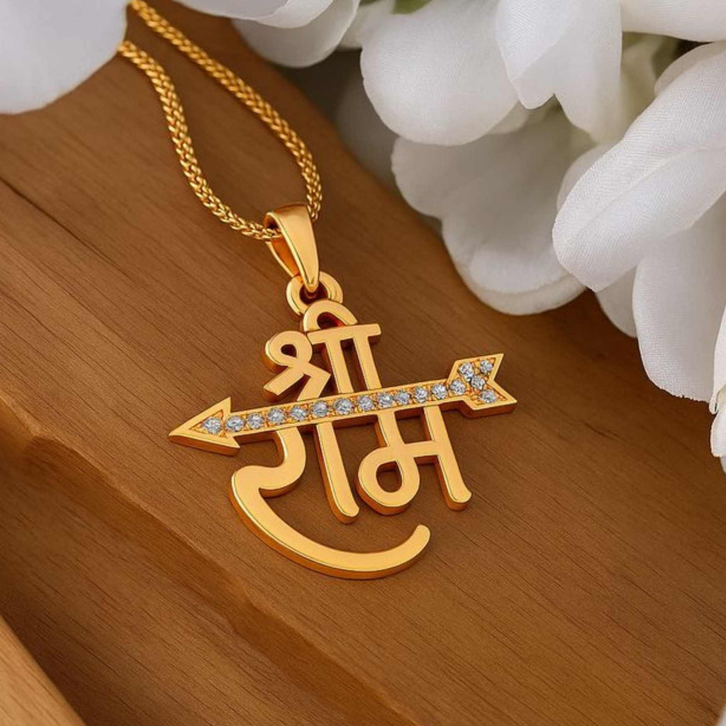 Shree Ram Name Chain – 22K Gold Plated 925 Silver Plated Hindu Religious Pendant