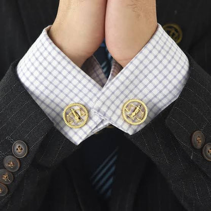 22K Gold-Plated Justice Emblem Combo – Tie Pin, Cufflinks & Brooch