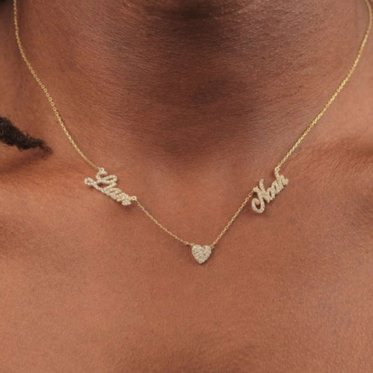 Diamond Custom Name Chain with 22K Beadwork