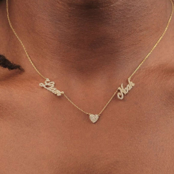 Diamond Custom Name Chain with 22K Beadwork