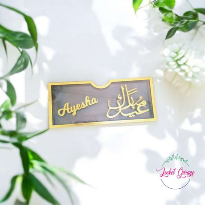 Golden Mirror Acrylic Eidi with Child’s Name – Eid Gifting Made Special