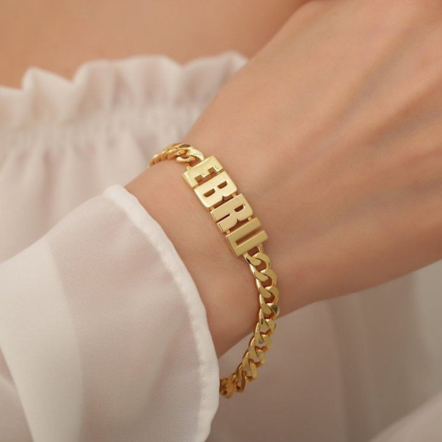 "Personalized Name Bracelet with Anti-Tarnish Finish"