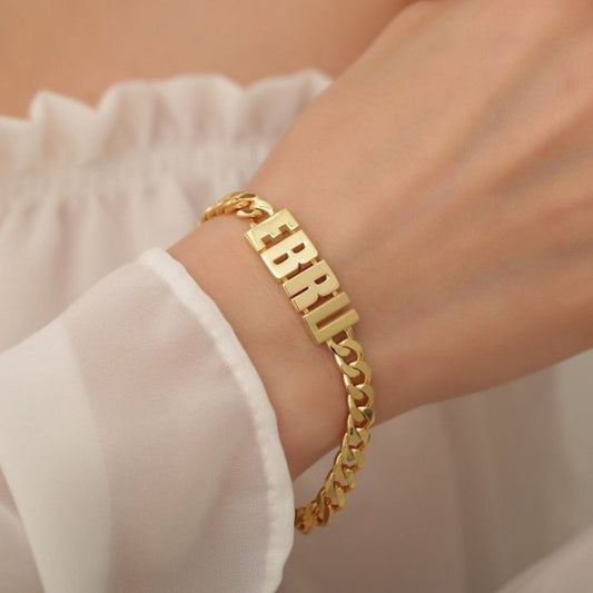 "Personalized Name Bracelet with Anti-Tarnish Finish"