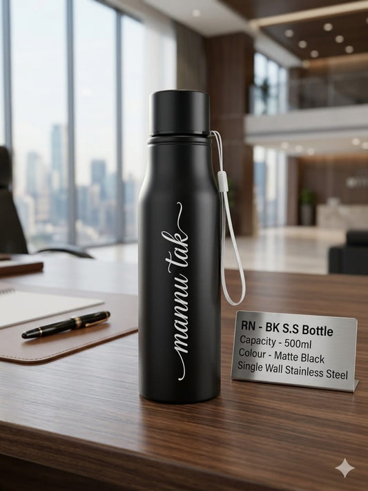 Personalized RN-BK Matte Black Stainless Steel Water Bottle – 500ml