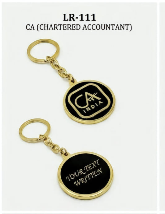 Personalized CA Chartered Accountant Gold & Black Metal Keychain