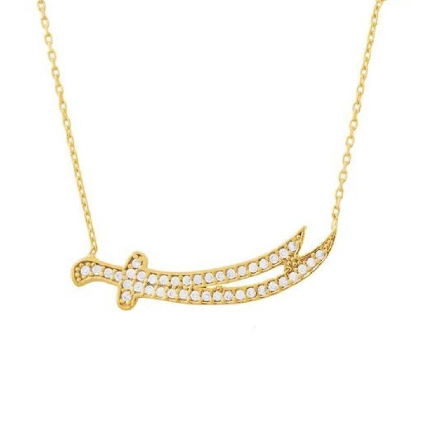 Zulfikar Necklace – 22K Gold & 925 Silver Plated with Studs (Anti-Tarnish)