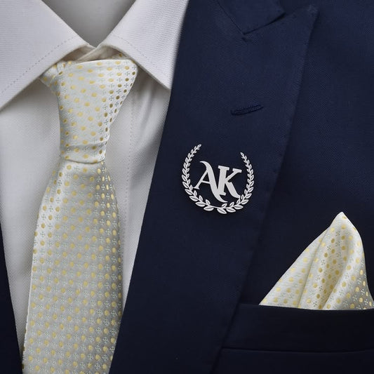 Personalized Initial Brooch with Laurel Design – Gold & Silver Plated