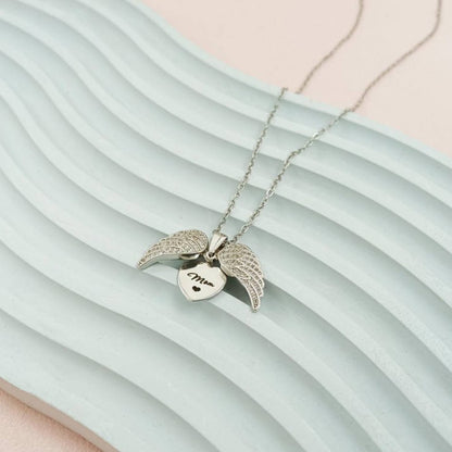 Wings of Love – Custom Name Pendant with Sparkle