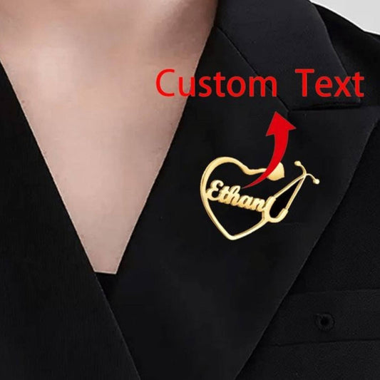 Custom Doctor Name Brooch – Elegant 22-Carat Gold & Silver Plating"