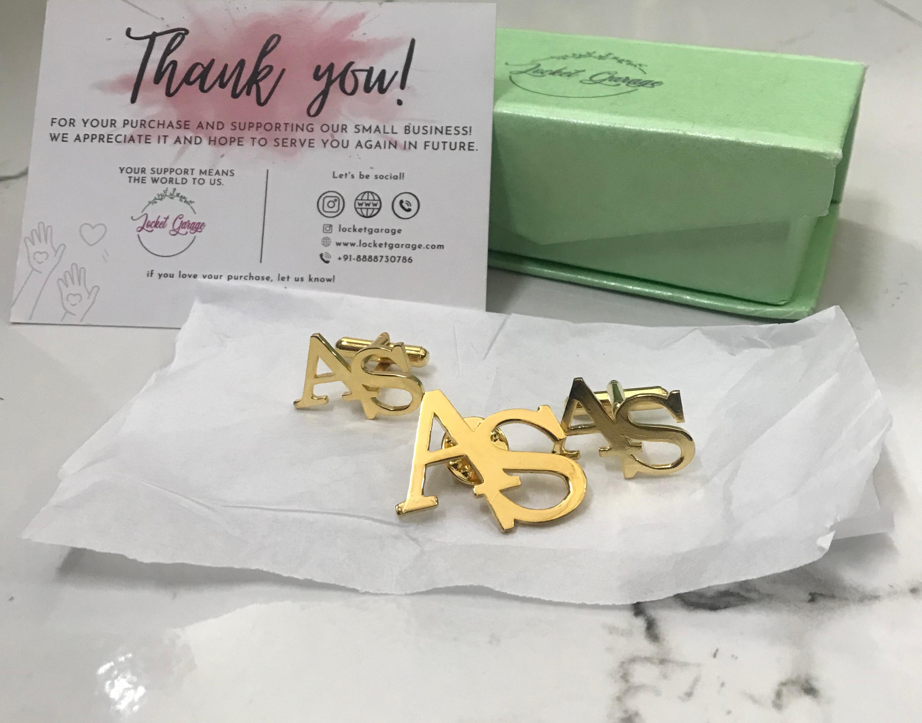 Personalised Cufflink With Initial Brooch Combo