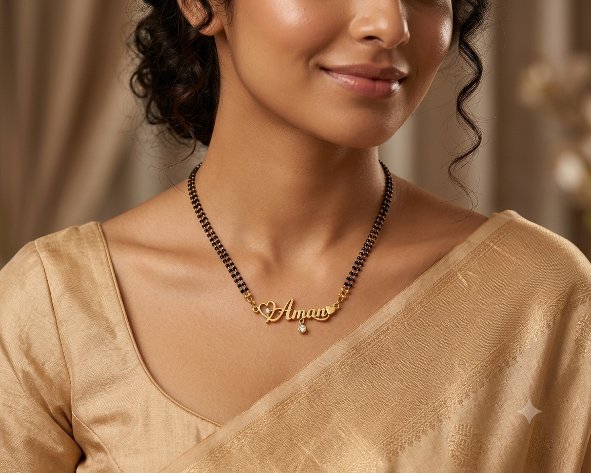 Wear Your Heart: Personalised 22K Gold Plated Name Mangalsutra